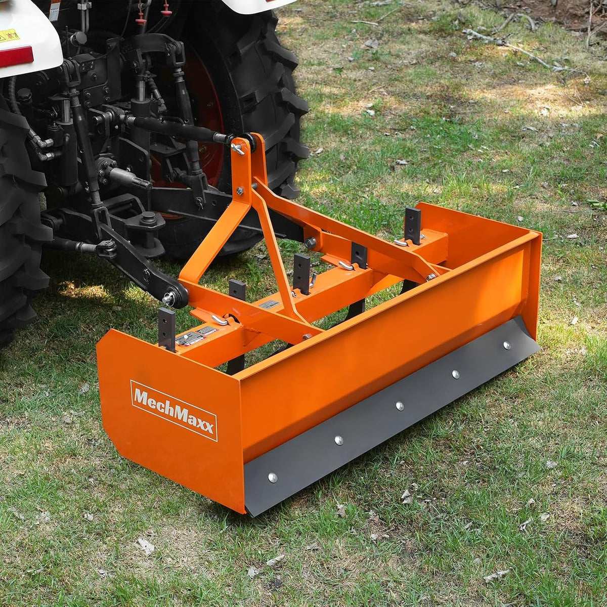 60" Box Blade Scraper with 5 Shanks 3 Point Hitch Tractor Attachment, Model BB60