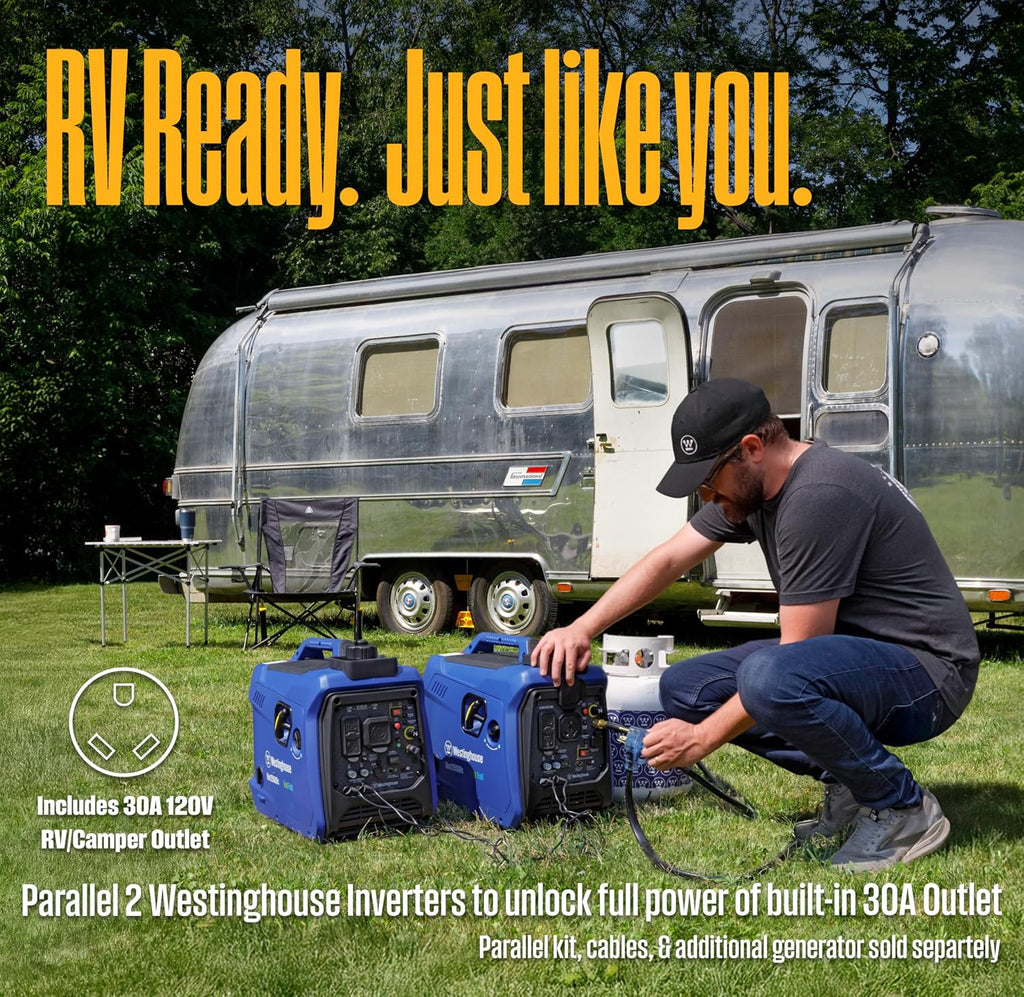 2550 Peak Watt Super Quiet & Lightweight Portable Inverter Generator, RV Ready 30A Outlet, Gas and Propane Powered