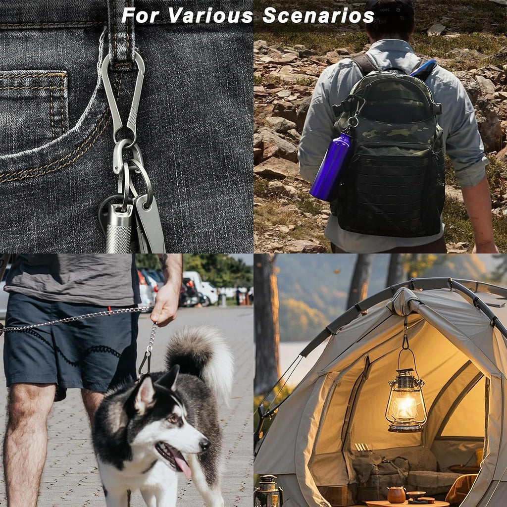 Key Clip Carabiner Keychain Small Titanium | Heavy Duty, Key Holder, Secure Key Chain Clips, Ultra-Light, Stronger