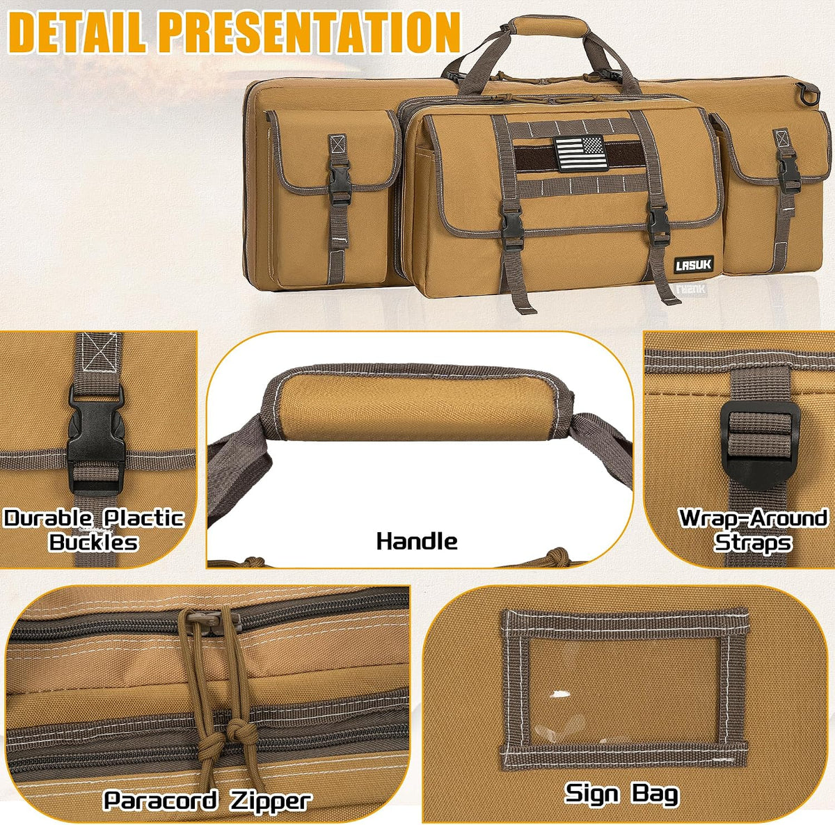 28/32/36/42/46/48/51/55" Double Rifle Case Soft Gun Bag Tactical Backpack | Portable Long Rifle Bag for Outdoor