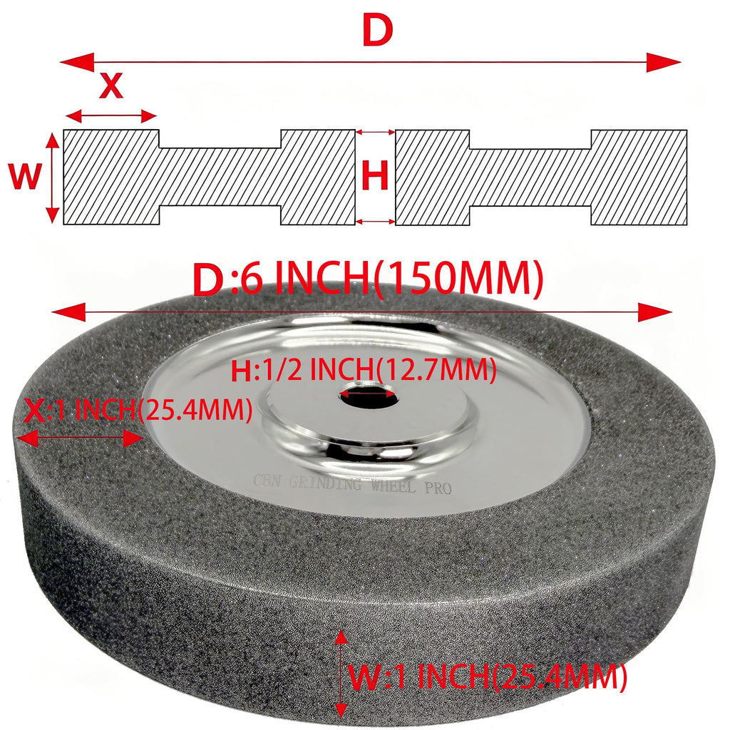 Upgraded 6 Inch CBN Grinding Wheel, 1/2" Arbor, 1" Wide, 1" Side, 600 Grit