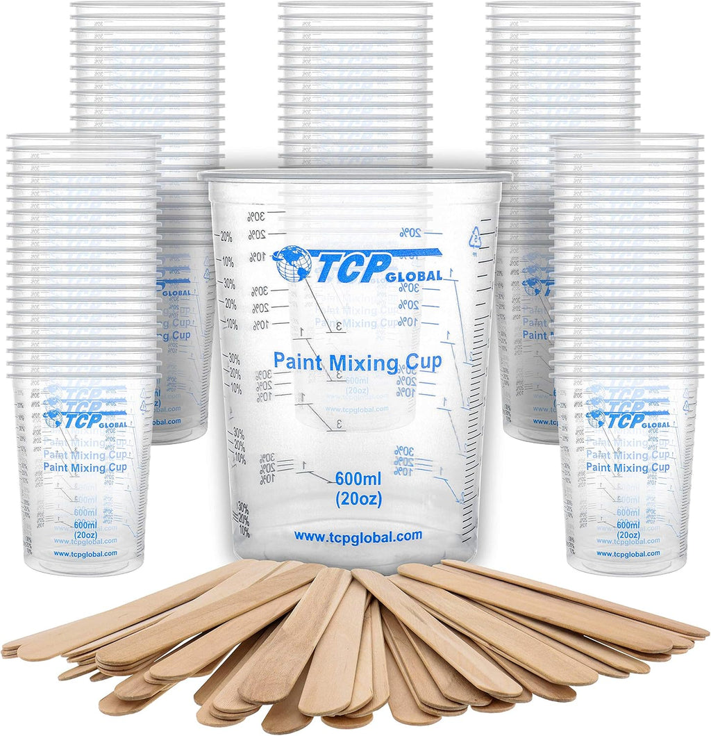 20 oz. (600ml) Graduated Plastic Mixing Cups - Box of 100