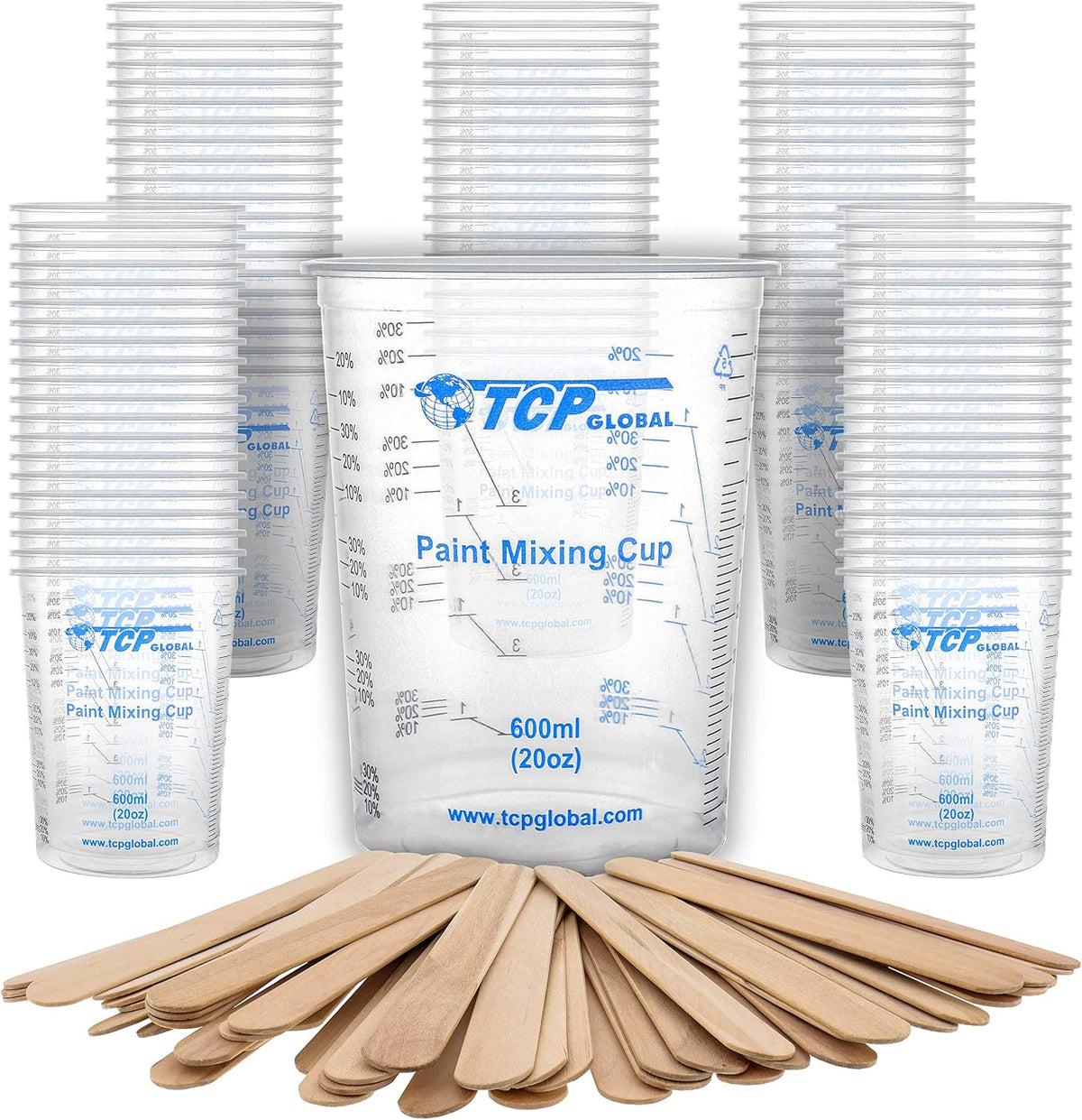 20 oz. (600ml) Graduated Plastic Mixing Cups - Box of 100