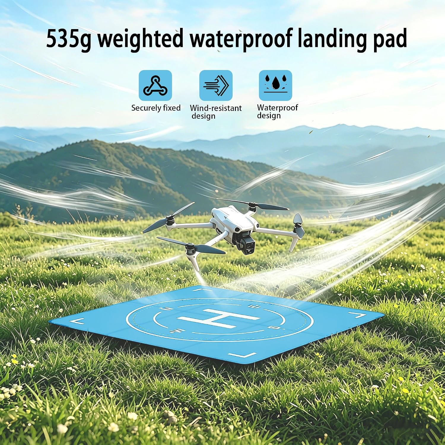 Drone Landing Pad Weighted, Foldable Launch Pad for DJI Drone Accessories | Nighttime Reflective Double-Sided