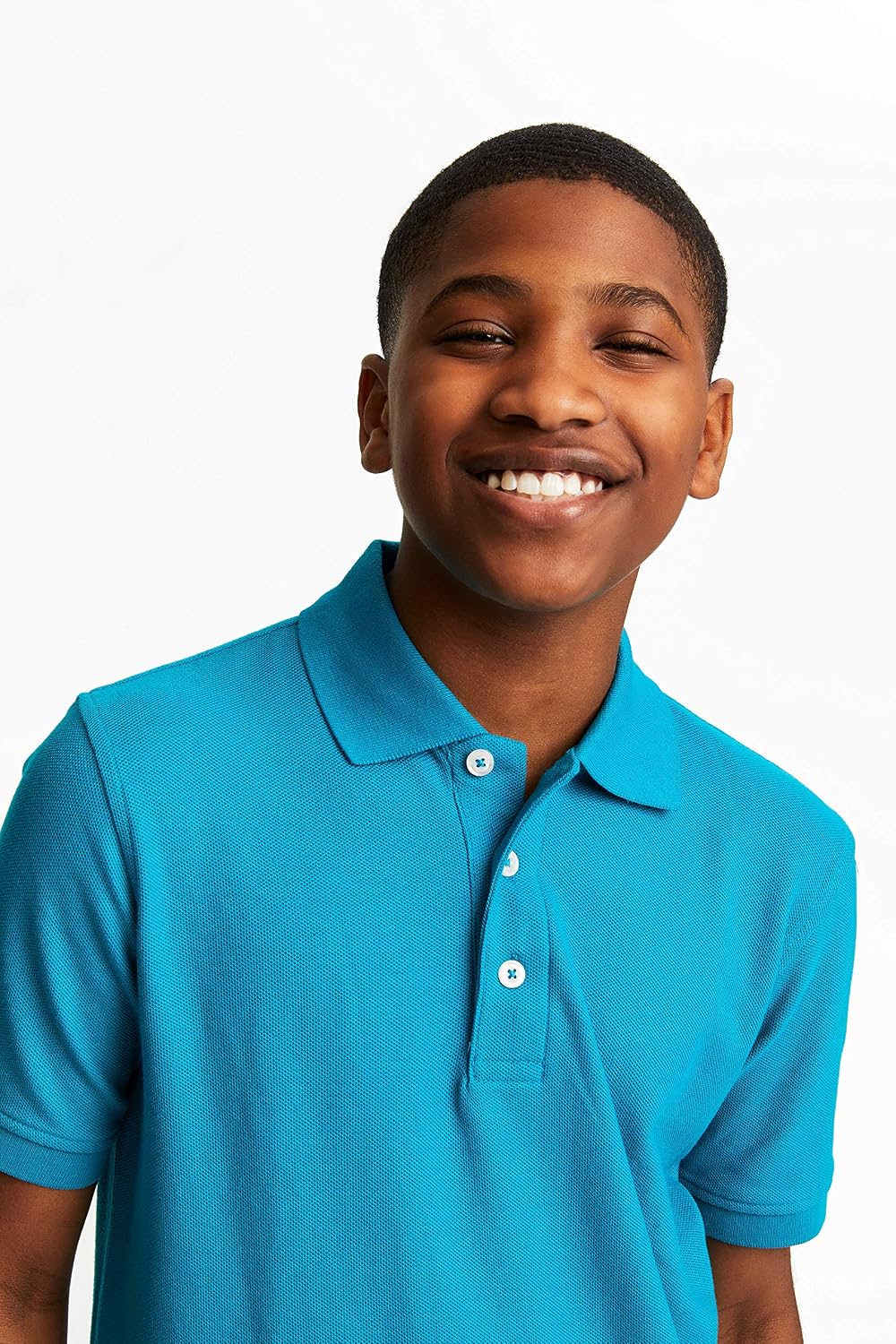 Boys Short Sleeve Pique Polo Shirt (Standard & Husky), Teal, Medium (8)