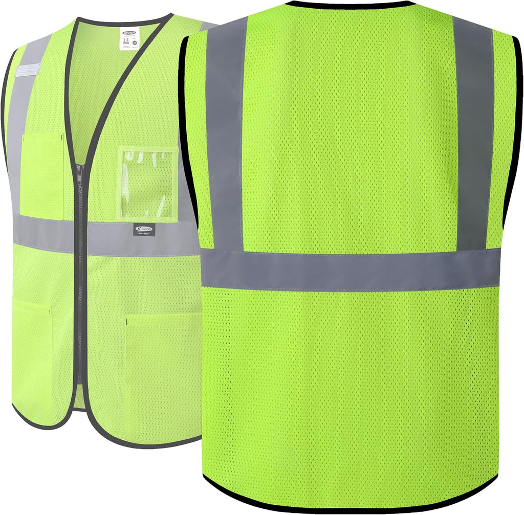 Safety Vest for men women Hi Vis Vest with Pockets and Zipper High Visibility Meet ANSI Standard（BX310