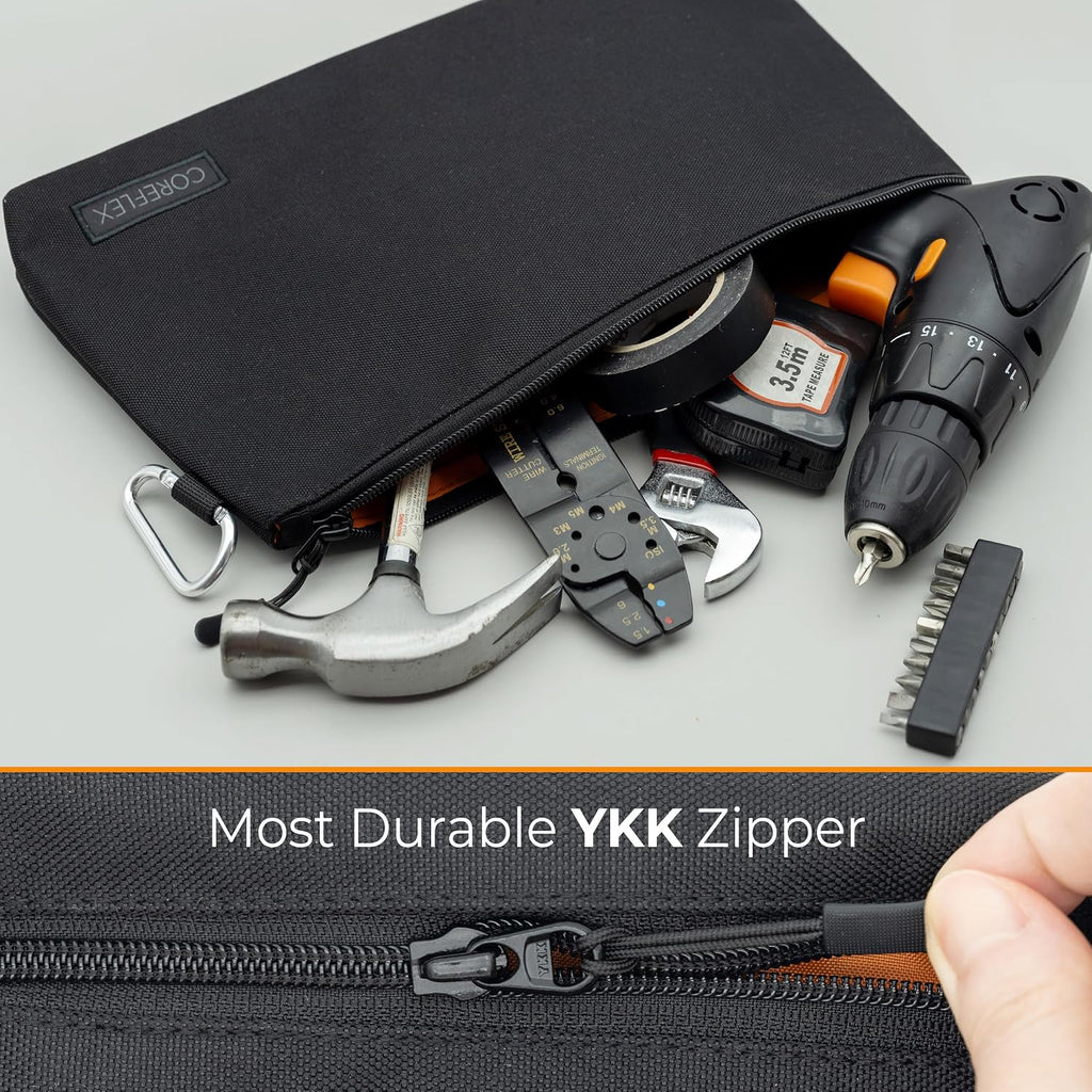Premium Tool Pouch Zipper Bag, Small Tool Bag, Multipurpose Storage pouch, Heavy duty Flat Bottom Tool bag with YKK