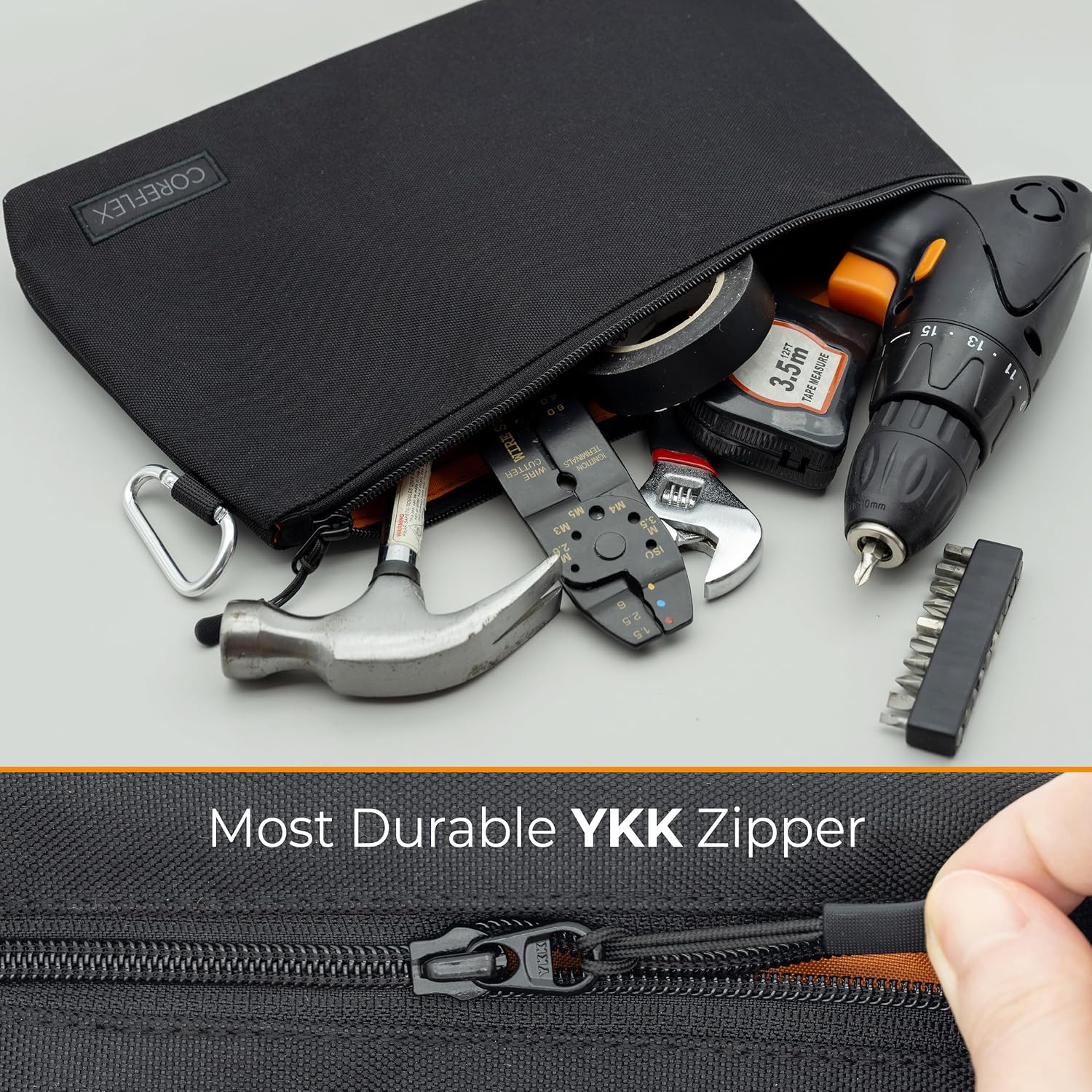Premium Tool Pouch Zipper Bag, Small Tool Bag, Multipurpose Storage pouch, Heavy duty Flat Bottom Tool bag with YKK