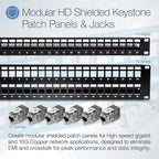 TRENDnet 24-Port Blank Keystone Shielded 1U Patch Panel,TC-KP24S