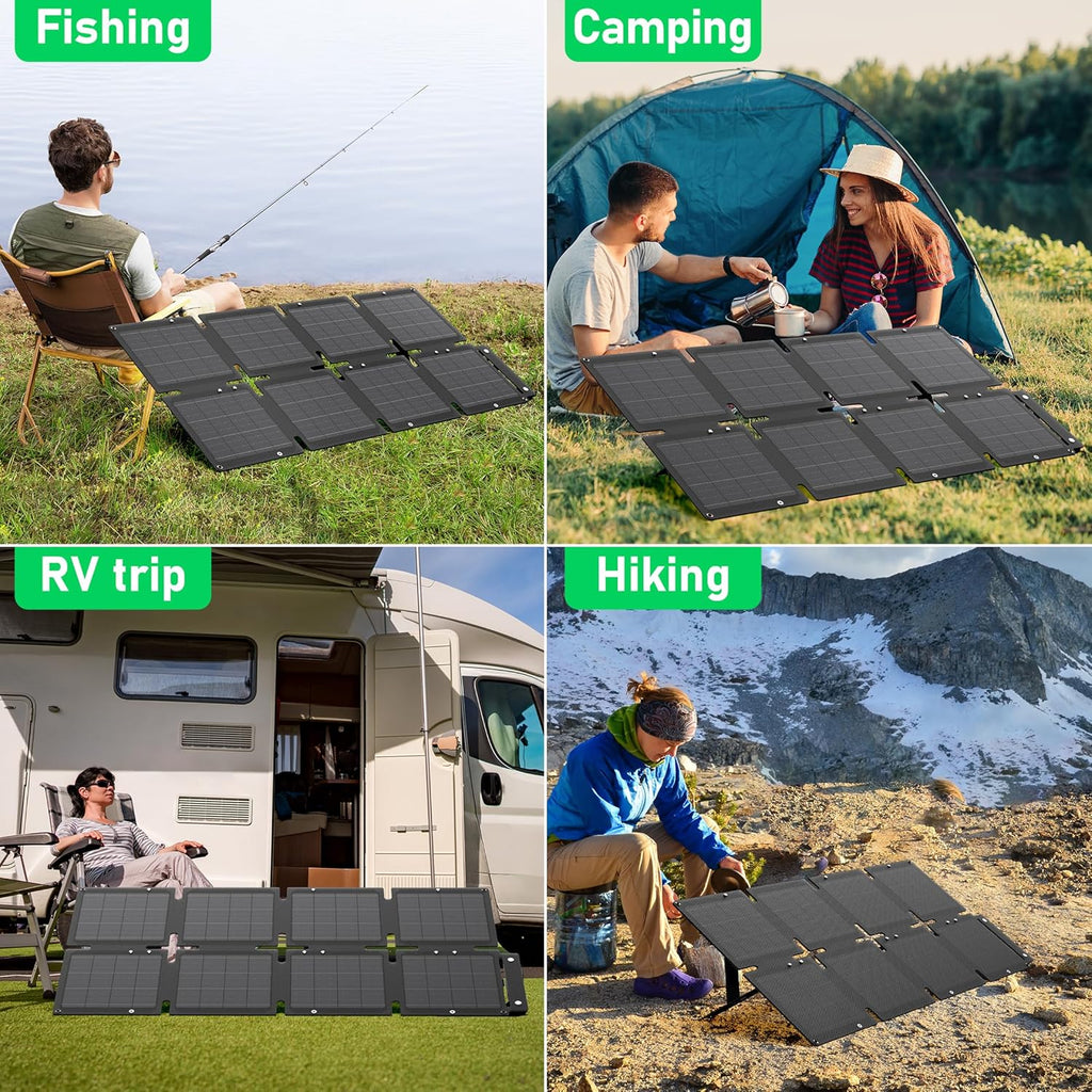 60W Portable Solar Panel for Camping, RV, Power Station Foldable | 60 watt Monocrystalline 24.8% High Efficiency