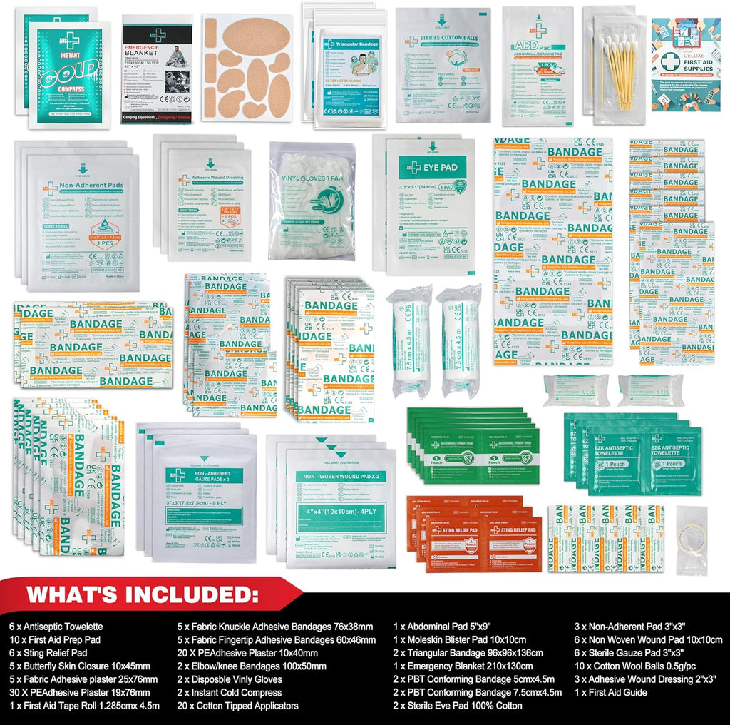 160 Piece First Aid Kit Bag Refill Kit - Includes Instant Cold Pack, Bandages,Emergency Blanket, Moleskin Pad, Gauze