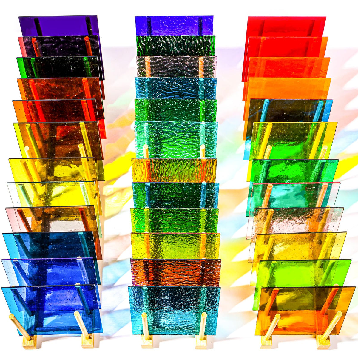 36 Sheets Transparent Stained Glass Sheets, 4 x 6 Inch Assorted Colors