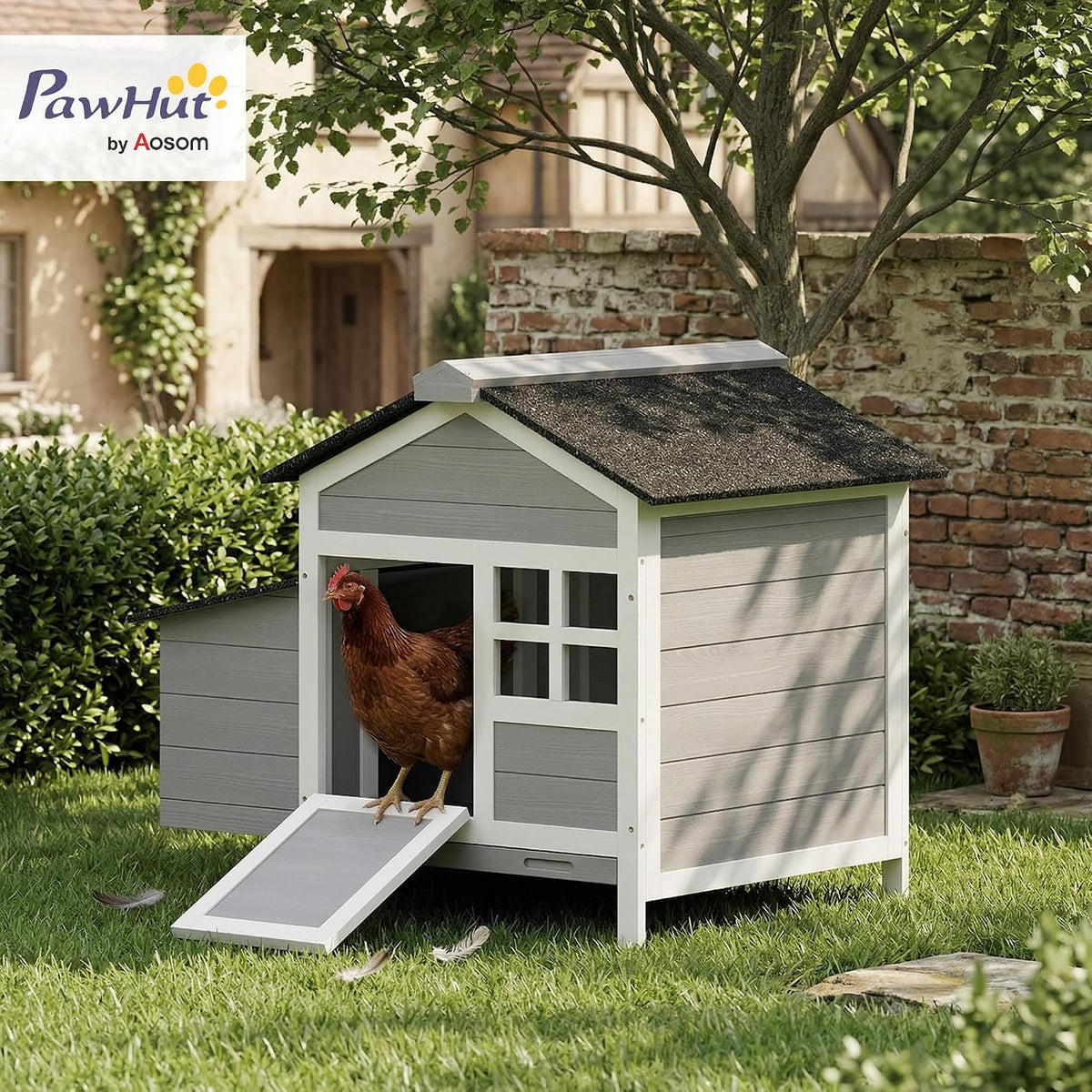 Chicken Coop Outdoor Weatherproof for 1-2 Chickens 36" x 25" x 27"
