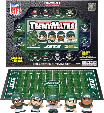 TeenyMates NFL Action Figures Gift Set, with 11 Player Figures, Coach & Collectible Field Puzzle, NFL Football Toys