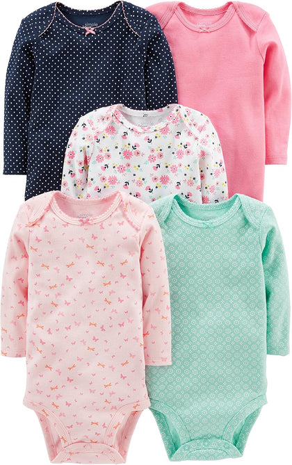 Baby Girls 5-pack Long-sleeve Bodysuit
