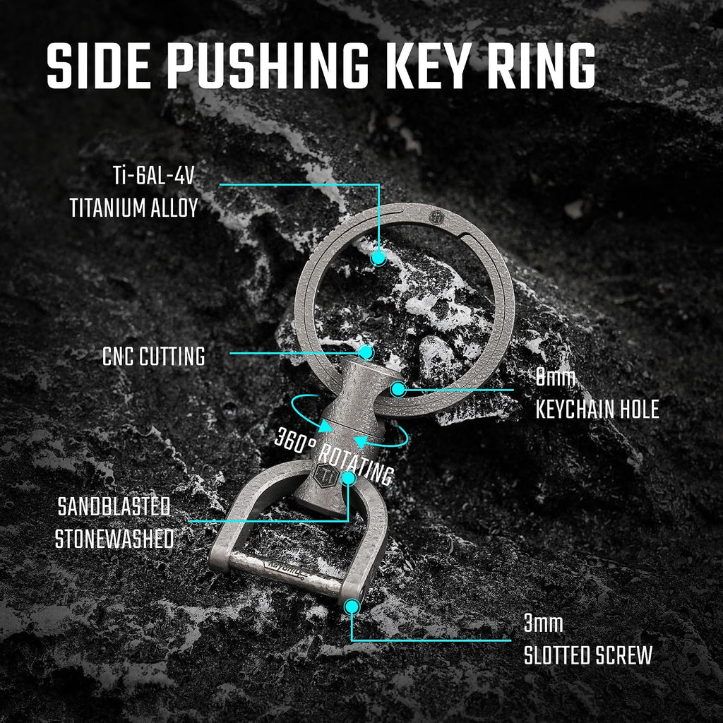 KM13 Swivel Keychain with D Ring Key Shackle, Titanium Rotatable Key Organizer