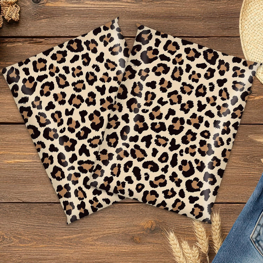100 Pcs Cheetah Poly Mailer Mailing Bag 10 x 13 Inch Leopard Self-Sealing Plastic Packaging Envelope Bag for Small
