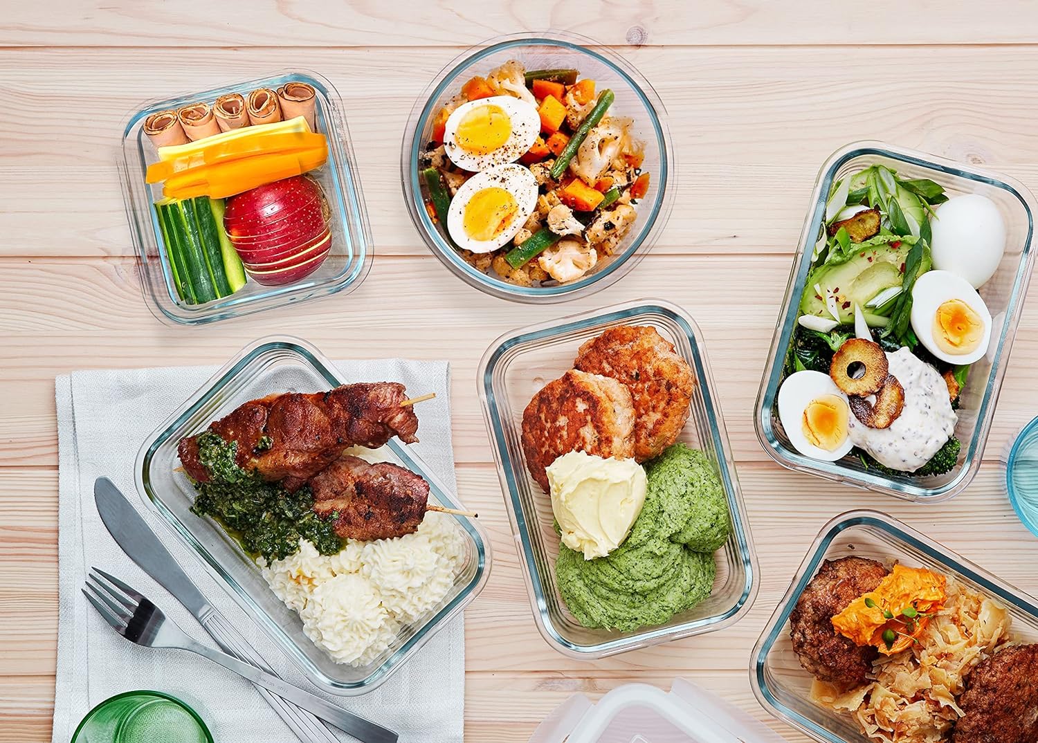 30 Pieces Glass Food Storage Containers with Snap Locking Lids,Glass Meal Prep Containers Set - Airtight Lunch
