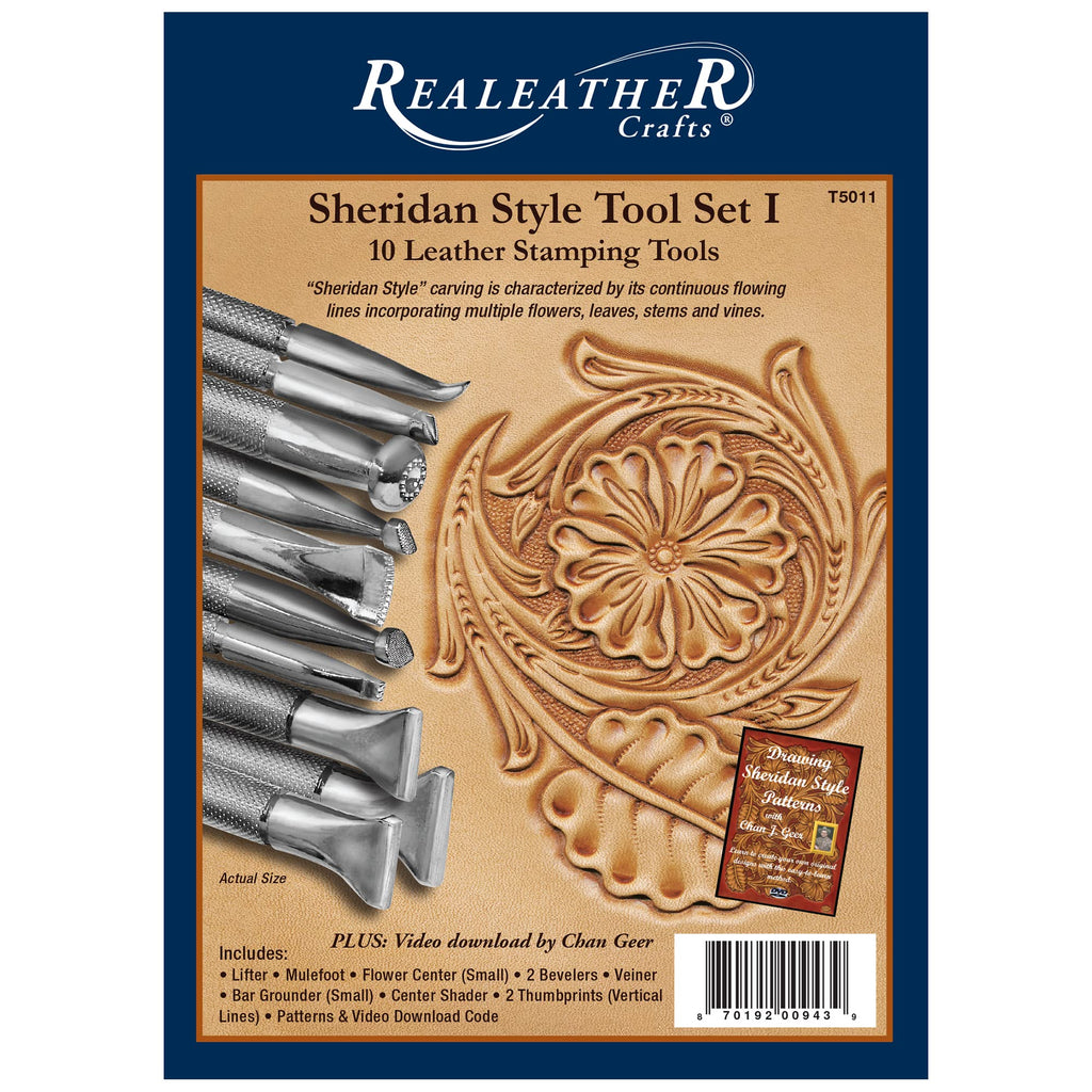 Leather Stamps Tool Set for Leather Crafting, 10 Stamping Tools, Sheridan Style Stamp Set I