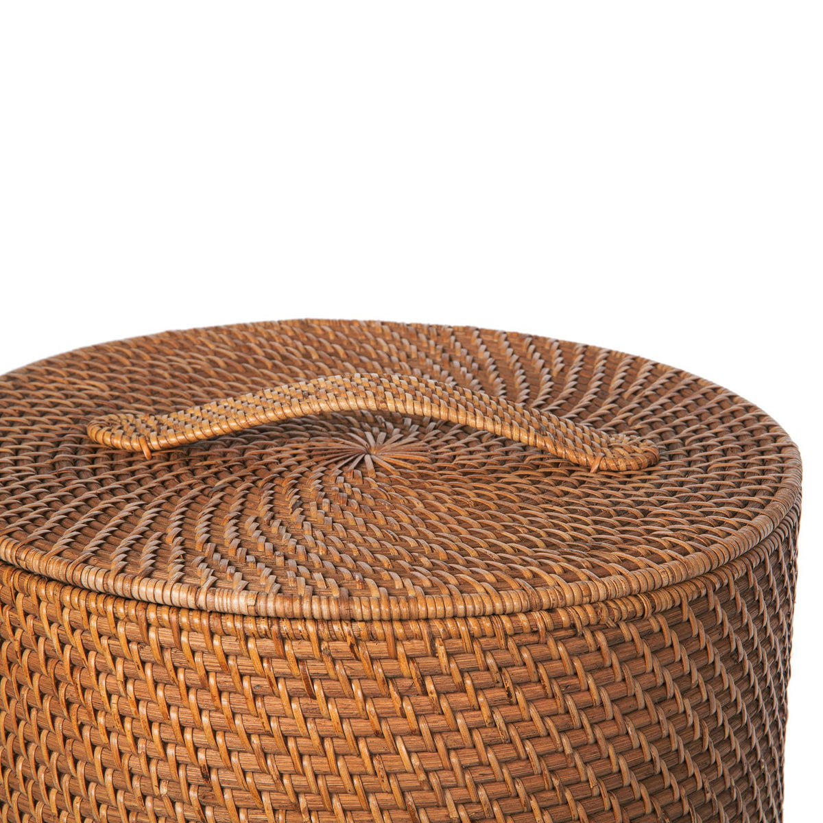 SMALL Rattan Laundry Hamper with Lid and Removable Liner Honey Brown