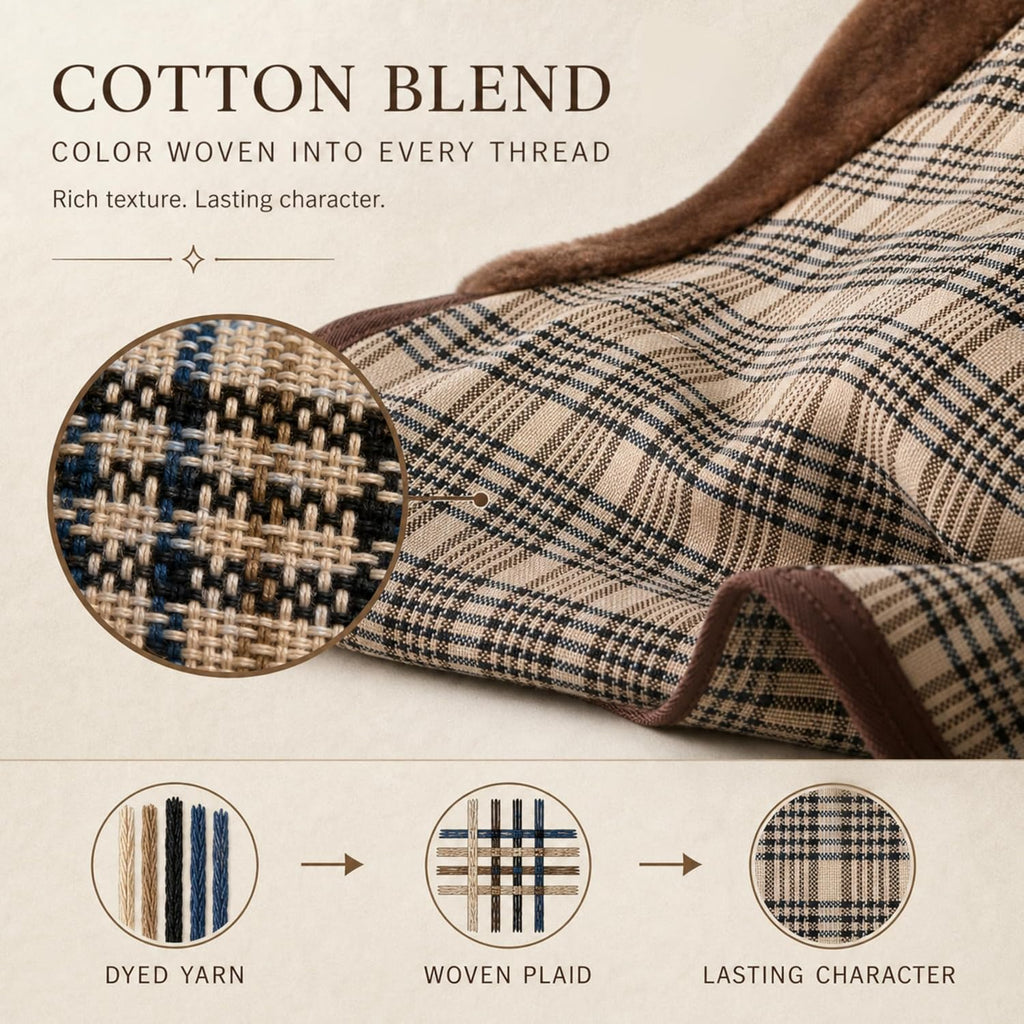 Cotton-Poly Plaid Horse Stable Blanket with Horse Mask