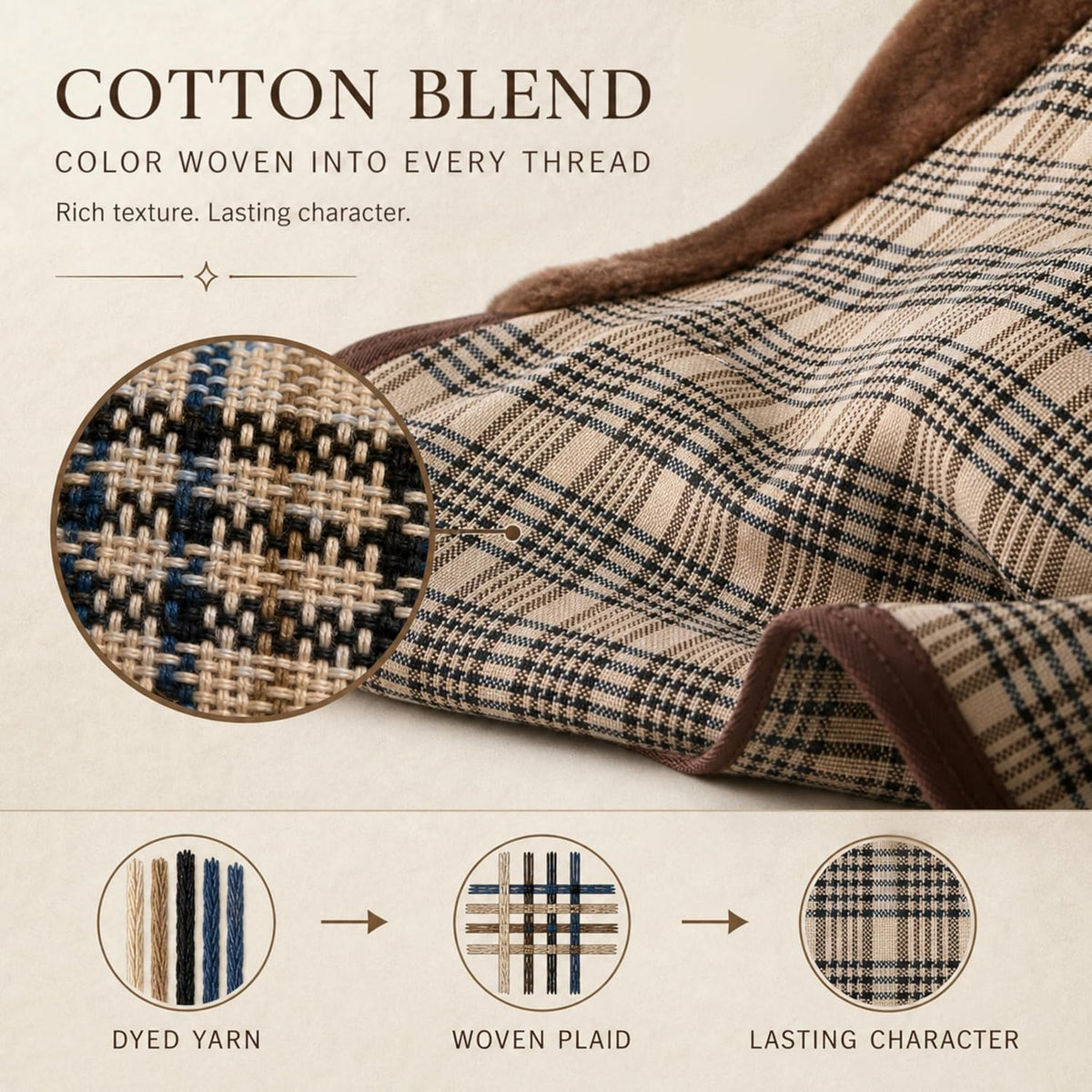 Cotton-Poly Plaid Horse Stable Blanket with Horse Mask
