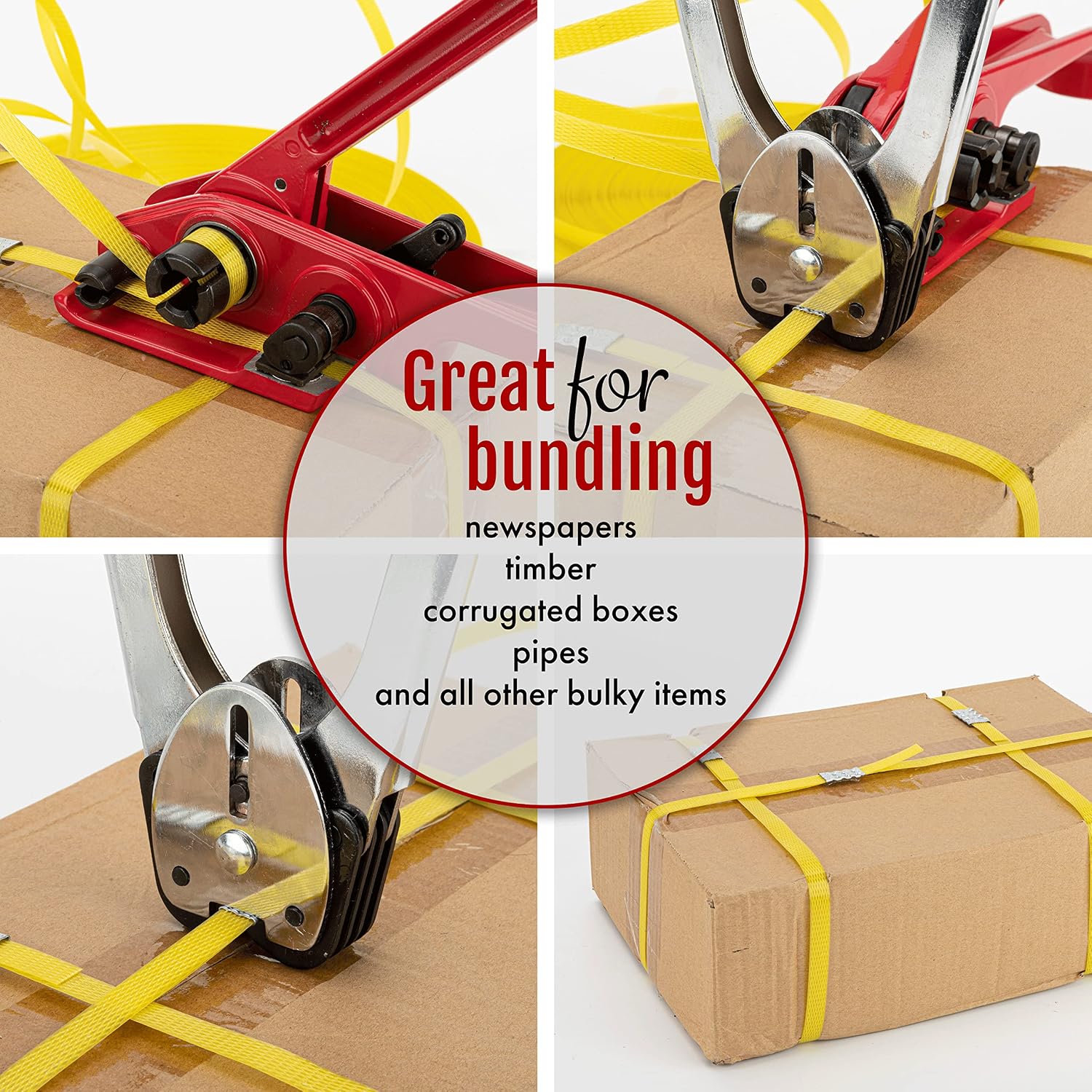 Poly Strapping Tensioner & Cutter Manual Banding Tools Windlass for 1/2" -3/4" Width Polyester Polyproplyn Strap