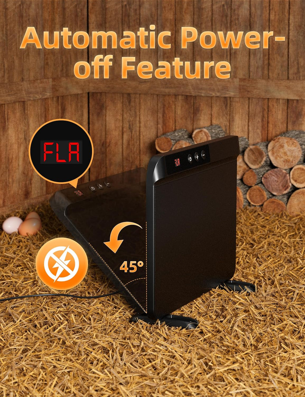 Smart Chicken Coop Heater with Efficient Thermostat, Compatible with Timers & Temp Controllers, 200W Safe Inside