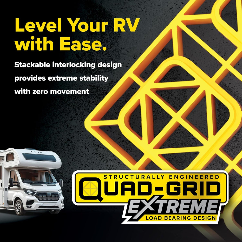 FasTen RV Leveling Blocks - Features Interlocking Design for Customizable Height - Carrying Handle Twists to Secure