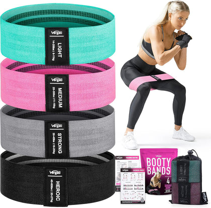 Resistance Bands for Working Out with Workout Bands Guide. 4 Booty Bands for Women Men Fabric Elastic Bands for