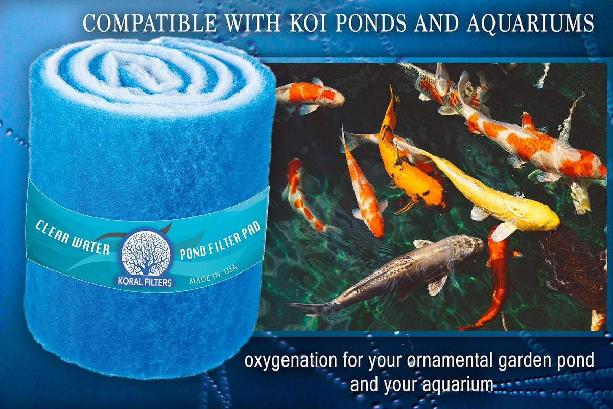 Koi Pond and Aquarium Filter Media Roll - 12 Inches by 72 Inches by 1.25 Inches (6 ft) - Cut to Fit - Durable - Fish