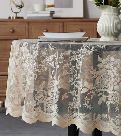 70 Inch Round Golden Lace Tablecloth. LTC Linen 70 Round