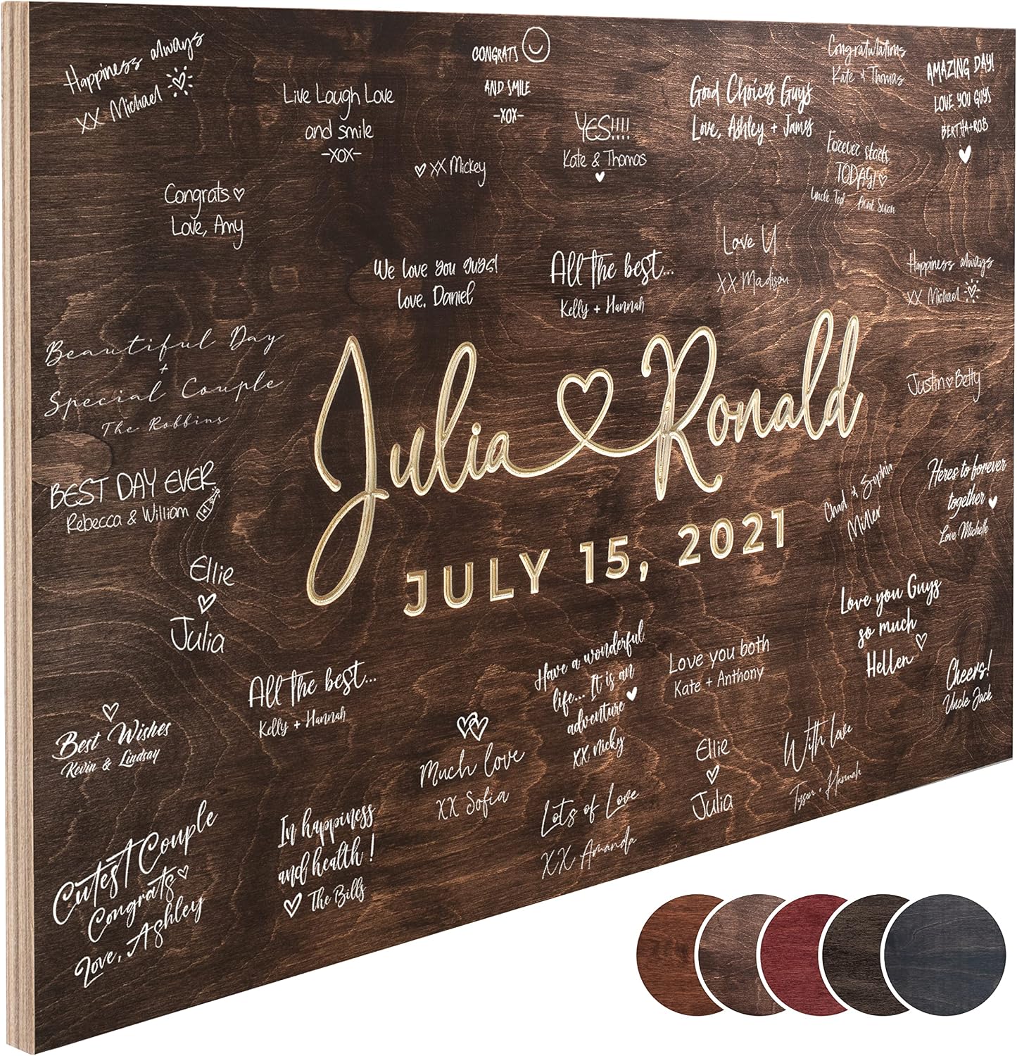 Personalized Wedding Guest Book Alternative with Couple's Names & Date, 5 Colors, 4 Sizes, Rustic Wedding