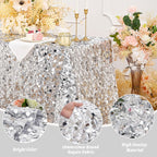 Silver Sequin Tablecloth 50x102 Inch Sparkly Rectangle Table Cloth