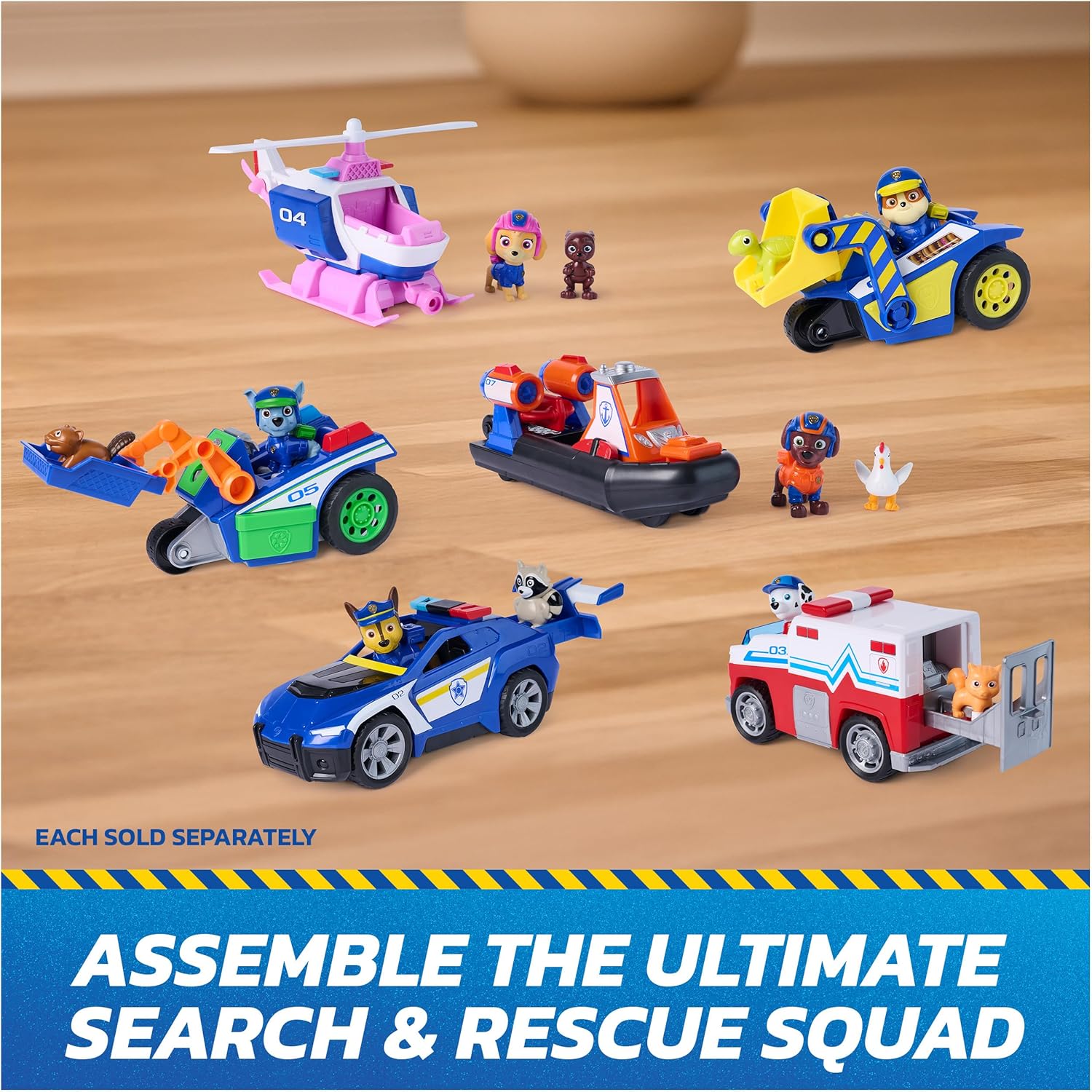 Paw Patrol Search & Rescue Team Pack with 7 Collectible Action Figures, Including Ryder & 6 Pups, Kids Toys for Boys
