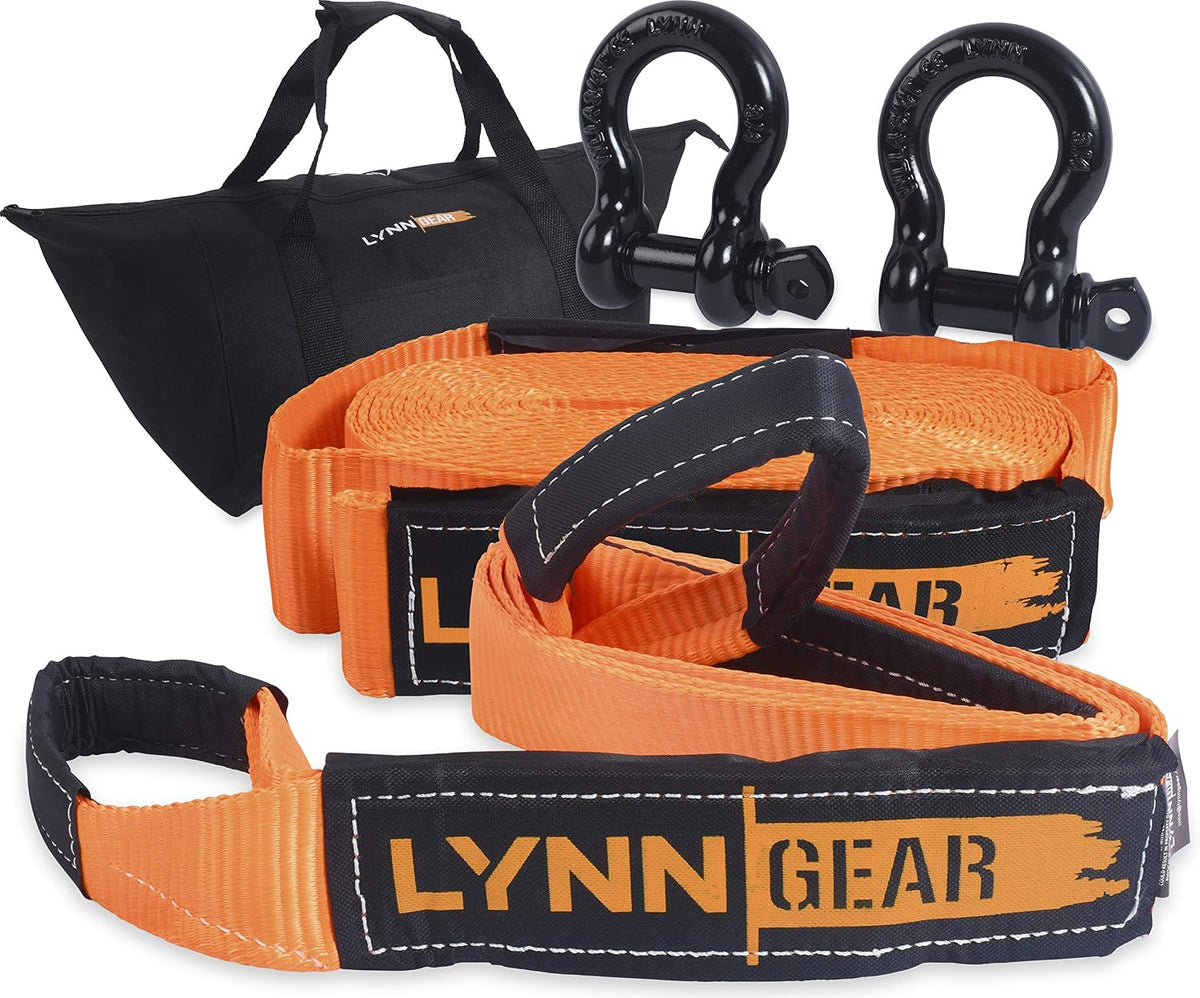 2-Pack Tow & Recovery Strap & D Ring Shackle Combo Kit, Orange