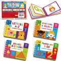4 Preschool Learning Flipbooks, 96PCS Double Sided Printed Cards Set, Alphabet Letter A-Z, Number 1-20, Feelings and