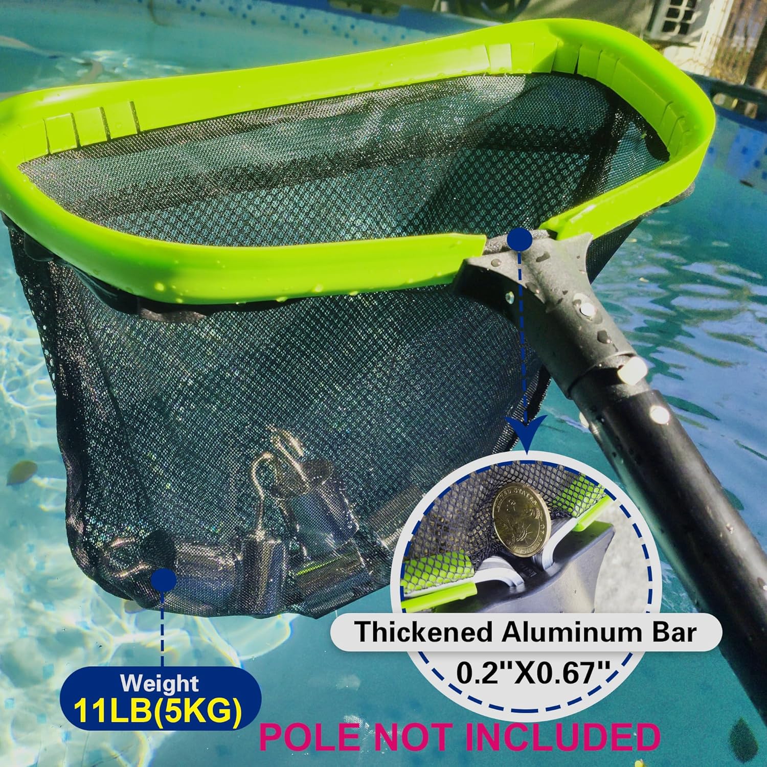 Pool Net,Professional Swimming Pool Leaf Skimmer Nets for Cleaning with Double-Layer Deep Big Bag,Heavy Duty Aluminum