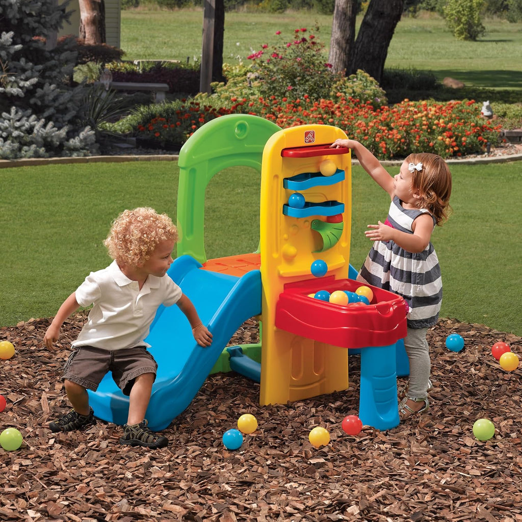 Play Ball Fun Climber, Kids Outdoor/Indoor Playset, Backyard Playground Set, Slide, Ladder, Ball Drop Maze, Outside