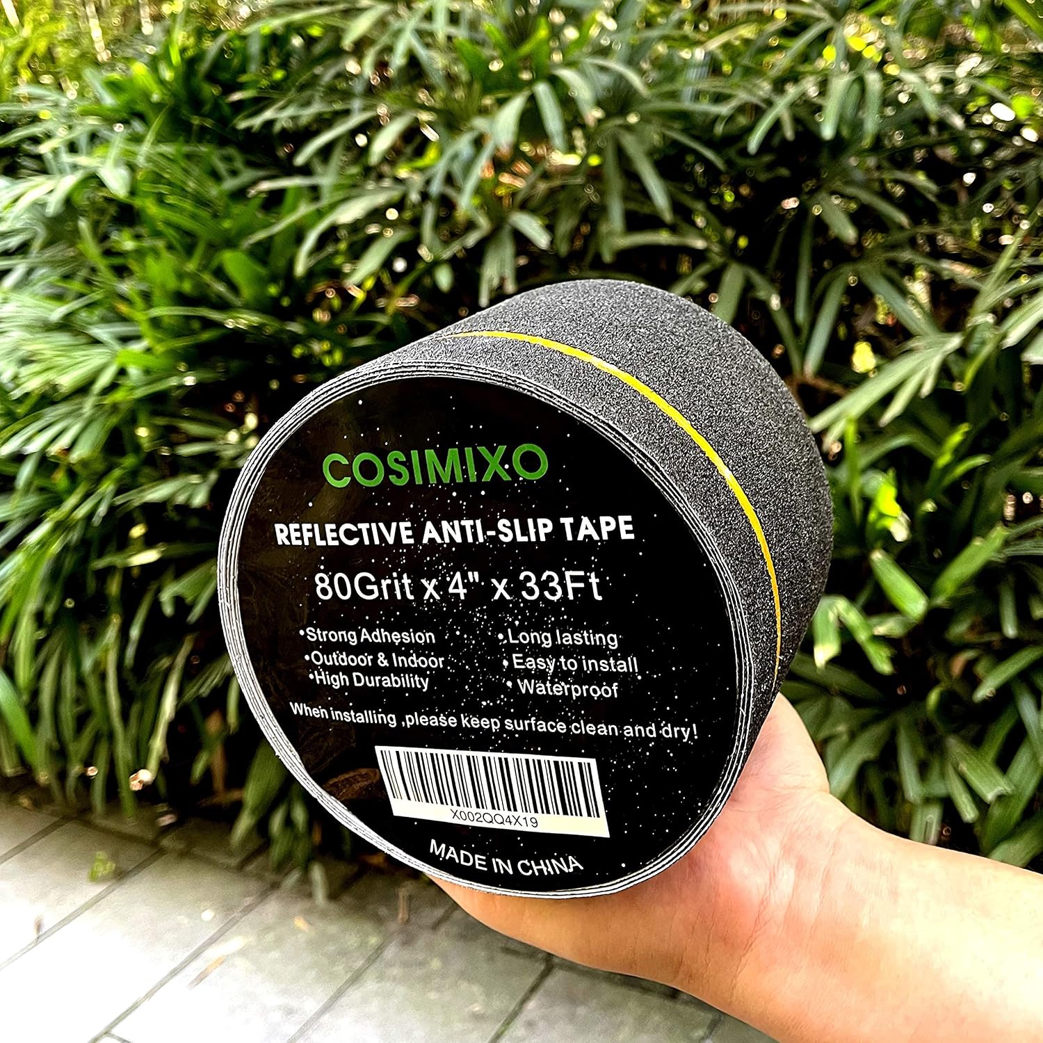 4" x 33FT Anti Slip Tape with Reflective Stripe,Premium Grip Tape Non Slip Stair Treads Tape,Non Skid Tape, High