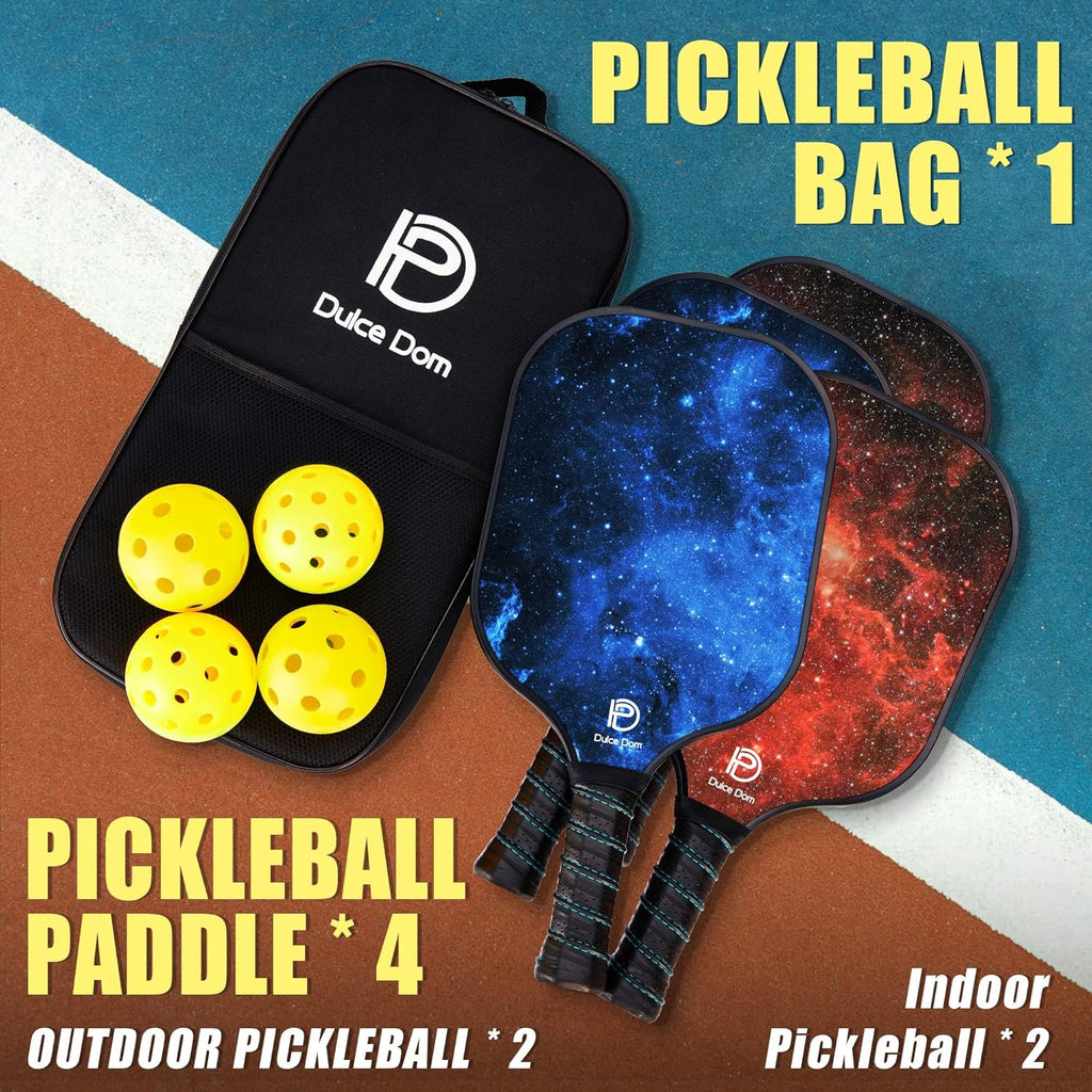 Pickleball Paddles Set of 2/4 - Beginner-Friendly Gift Kit | USAPA Approved Fiberglass Surface Pickle Ball Rackets