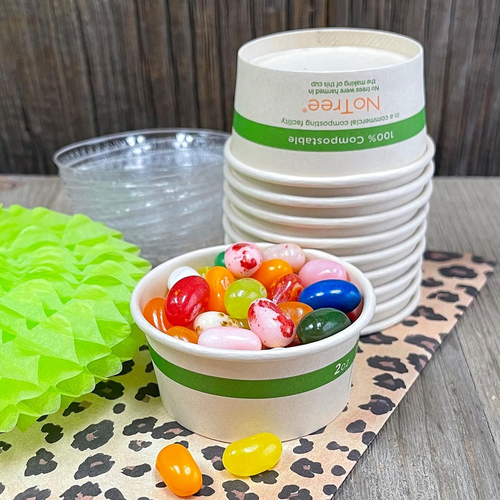 2 Ounce Souffle Cups and Lids - 100% Biodegradable and Compostable - 100 Pack