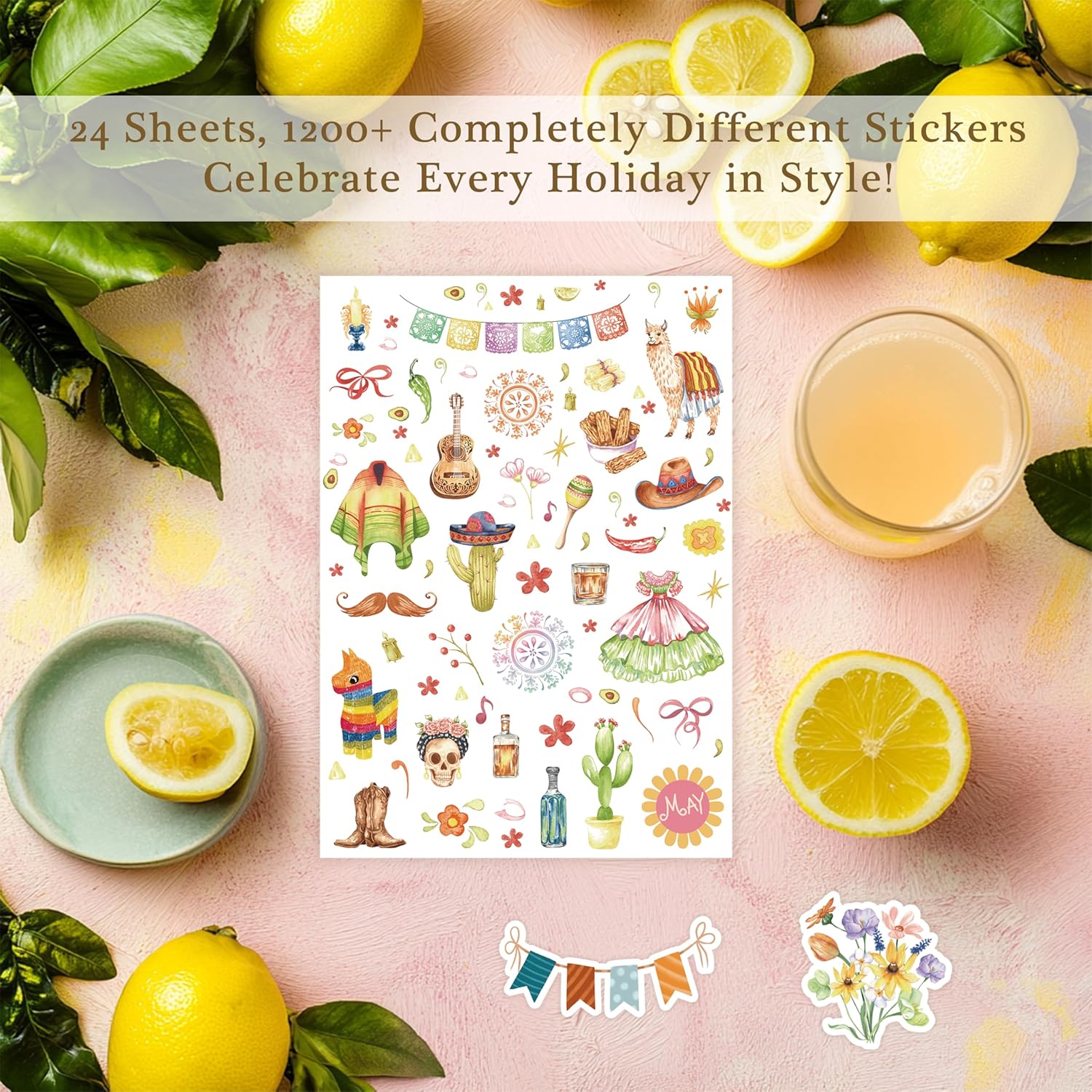 Planner Stickers (24 Page, 1000+ Stickers, Multicolor, Paper, Vintage Style, Holiday & Seasonal Themed, Planner &