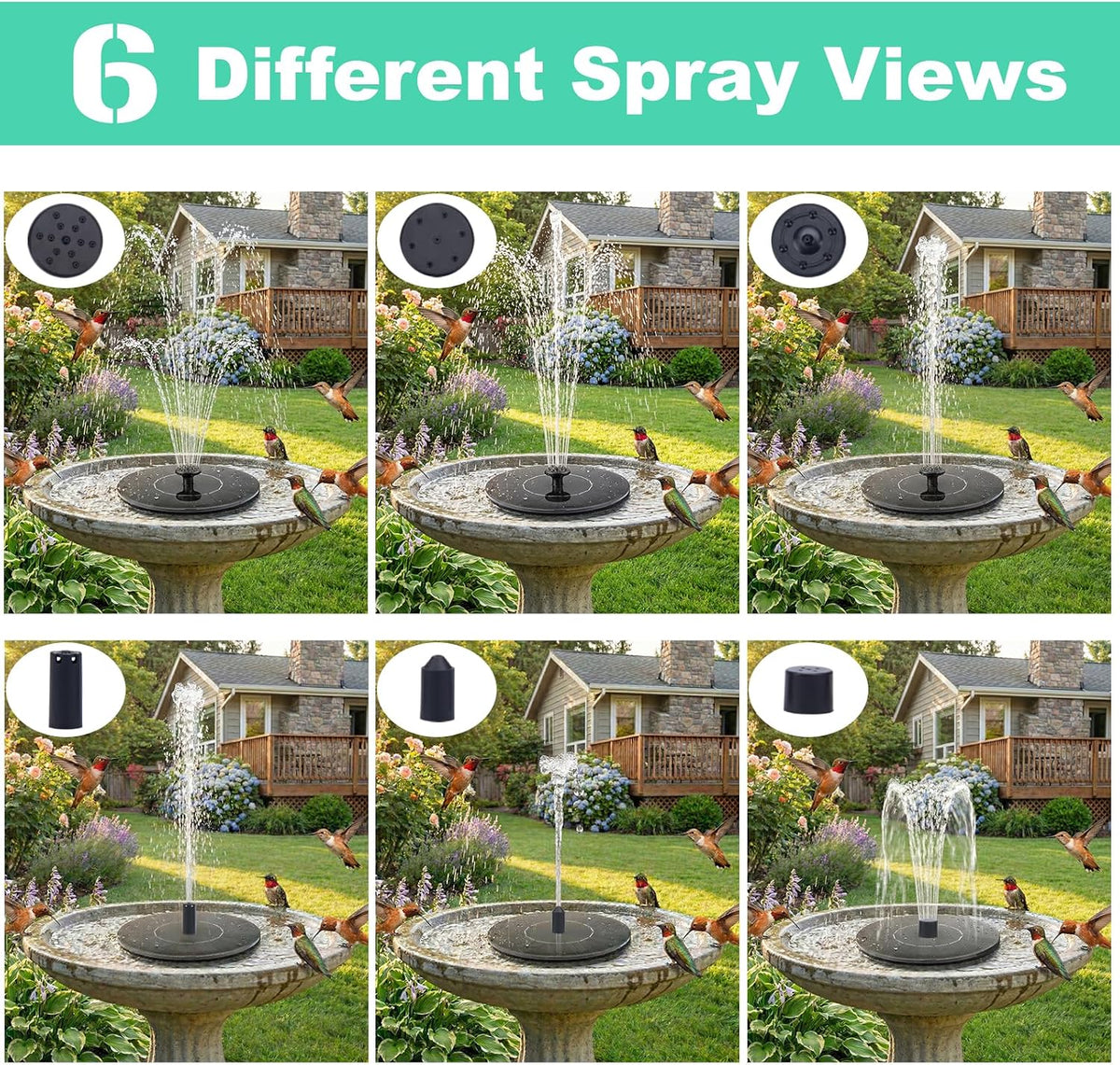 Solar Fountain, Floating Solar Water Pump for Bird Bath