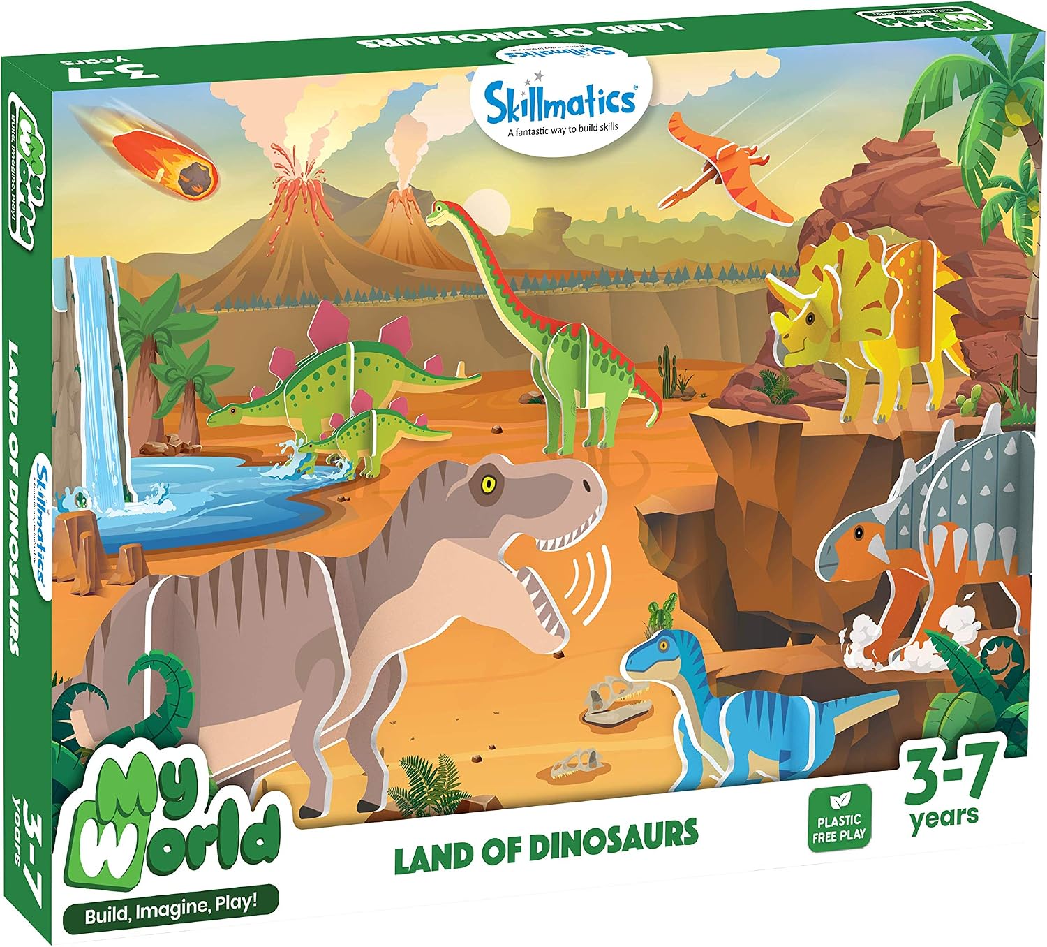 STEM Building Toy : My World Land of Dinosaurs | Gifts for Kids Ages 3-7 | Fun Learning & Educational Playset for