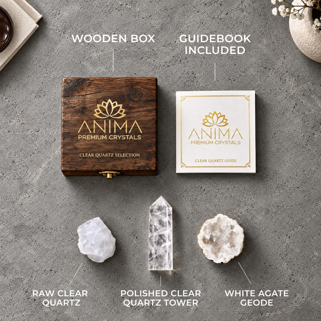 Clear Quartz Crystal Set for Clarity, Focus & Intention