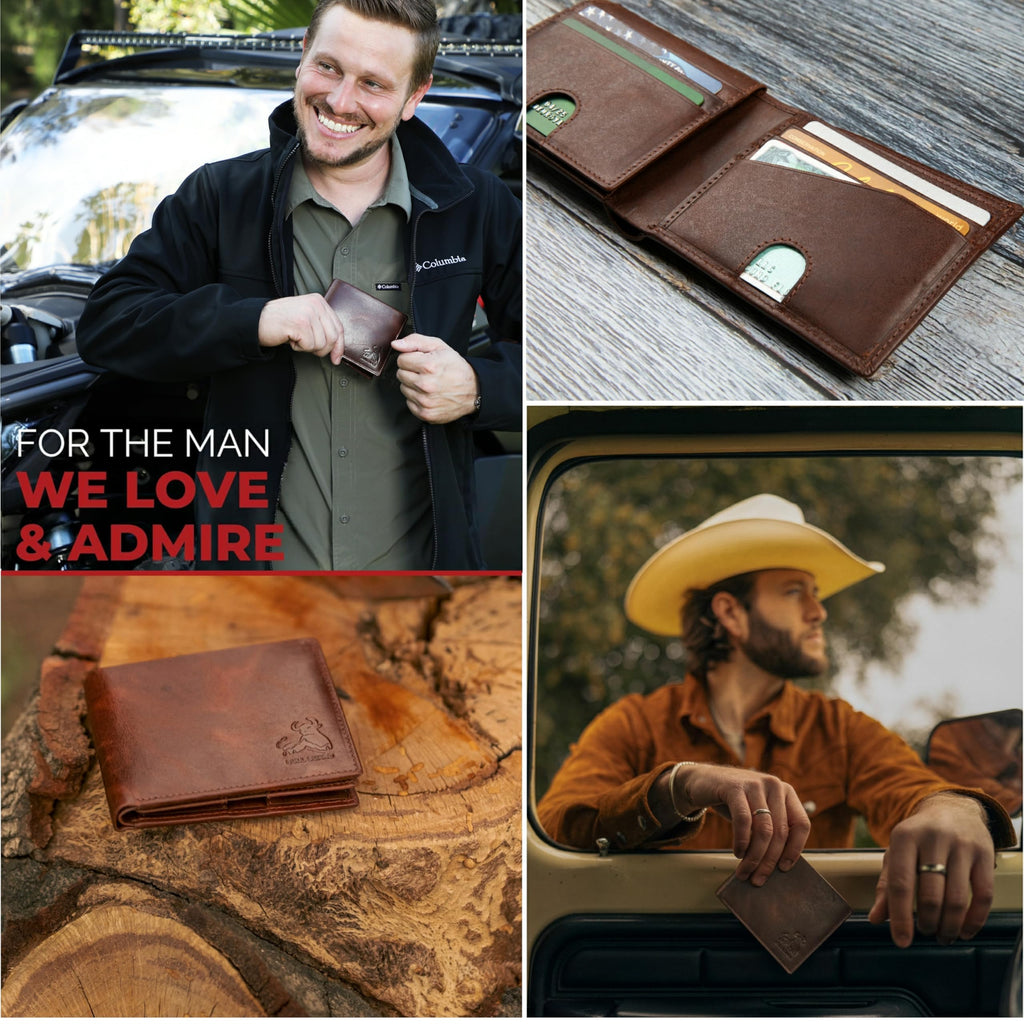 RFID Wallet For Men Premium Leather Bifold Wallet Western Brown