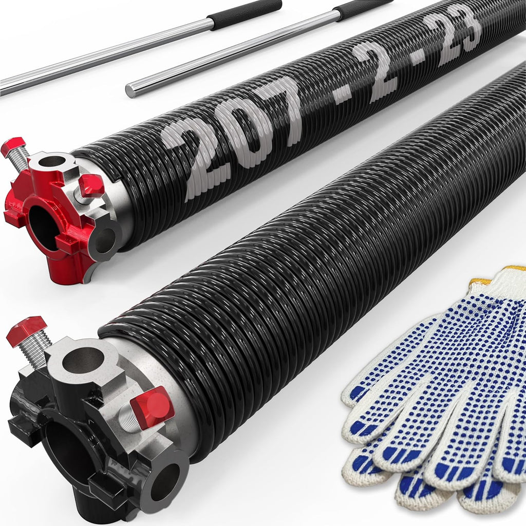 3-Pieces Bundle - Garage Door Torsion Springs (0.207x2x23), Winding Bars Tool, 8.5ft Garage Door Cables & Standard