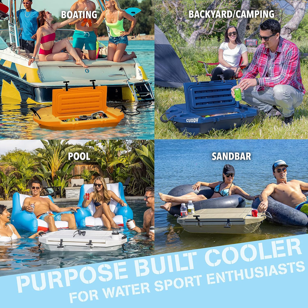 CUDDY Floating Cooler and Dry Storage Vessel for Land & Water – 40QT– Great for River, Beach, Kayak, Pool, & Lake