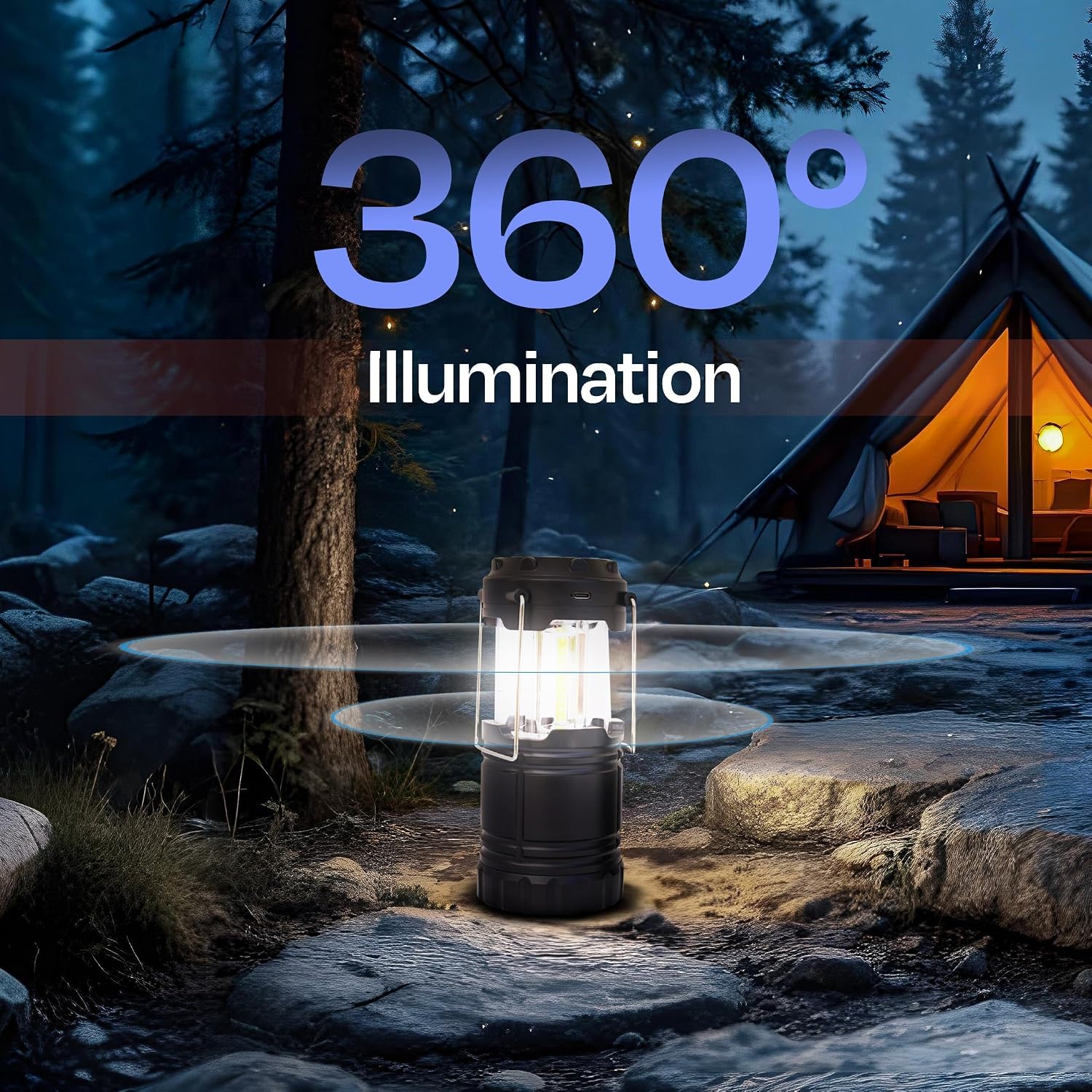 Rechargeable Camping Lantern, Pack of 2 - LED Camping Lantern Battery Powered, Waterproof Solar Lantern for